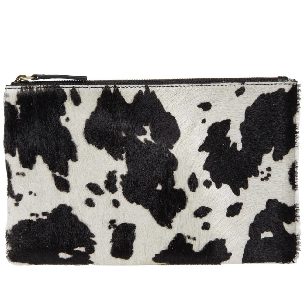 Hobo Take Cow Print Black & White Clutch Bag Purse One Size